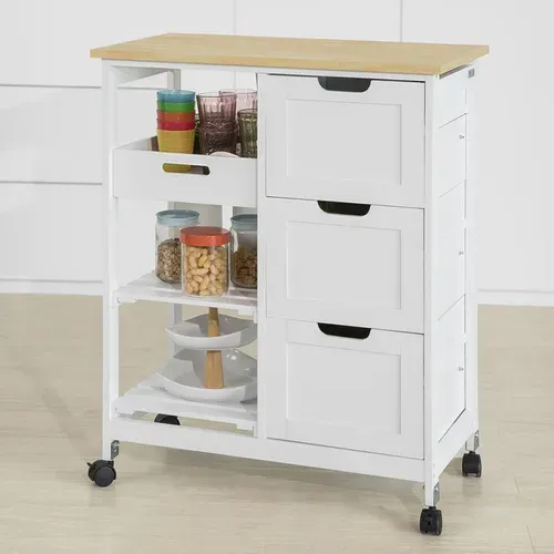 Chariot De Service Desserte Cuisine à Roulettes Table Rangement Fkw79-w