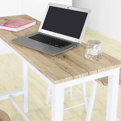 Ensemble Table De Bar Bistrot + 4 Tabourets De Bar Avec Repose-pieds Table Mange-debout, Ogt22-wn