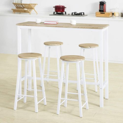 Ensemble Table De Bar Bistrot + 4 Tabourets De Bar Avec Repose-pieds Table Mange-debout, Ogt22-wn