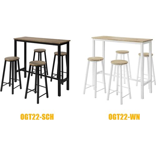 Ensemble Table De Bar Bistrot + 4 Tabourets De Bar Avec Repose-pieds Table Mange-debout, Ogt22-wn