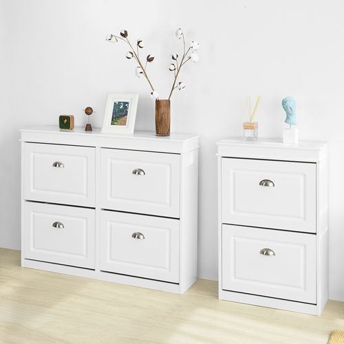 Meuble De Rangement à Chaussures Armoire à Chaussures Commode à Chaussures 2 Abattants, Fsr78-w