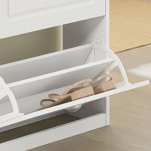 Meuble à Chaussures 4 Abattants, Rangement Pratique pour Entrée, 105x24x83 cm, Blanc, FSR79-W