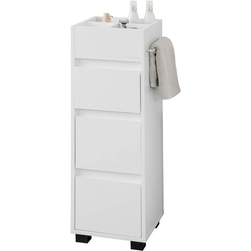 Meuble Demi-colonne Meuble Bas De Salle De Bain Avec 3 Tiroirs, 4 Compartiments, BZr29-w
