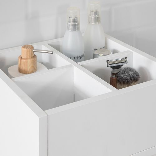 Meuble Demi-colonne Meuble Bas De Salle De Bain Avec 3 Tiroirs, 4 Compartiments, BZr29-w