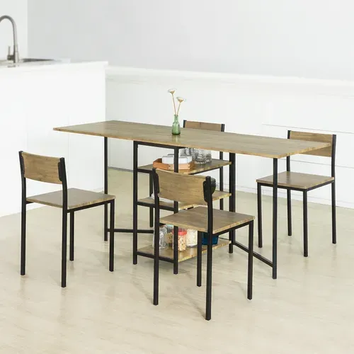 Table Pliante Avec 2 Abattants Et 3 Étagères De Rangement, Table De Cuisine Rabattable, Fwt62-n