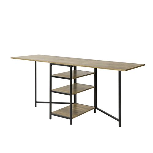 Table Pliante Avec 2 Abattants Et 3 Étagères De Rangement, Table De Cuisine Rabattable, Fwt62-n
