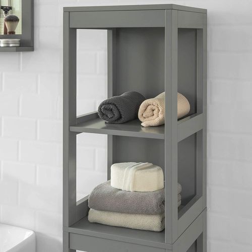 Meuble Colonne De Salle De Bain Armoire Haute – 4 Étagères Et 2 Tiroirs, Frg126-sg