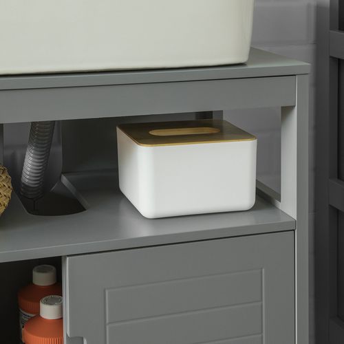 Meuble Sous-lavabo Meuble De Salle De Bain Vasque - 1 Étage Et 2 Portes Coulissantes Gris, Frg128-sg