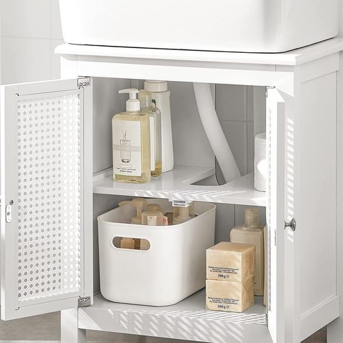 Meuble Sous-lavabo Meuble Sous-vasque à 2 Étages Et 2 Portes Meuble De Salle De Bain, BZr35-w