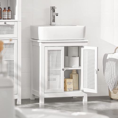 Meuble Sous-lavabo Meuble Sous-vasque à 2 Étages Et 2 Portes Meuble De Salle De Bain, BZr35-w