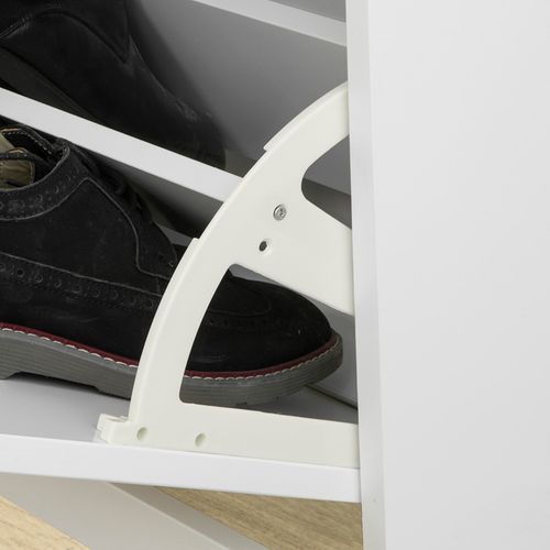 Banc à Chaussures Meuble à Chaussures Avec Assise Coussin Rembourré, 75x24x51 Cm, Fsr82-l-w