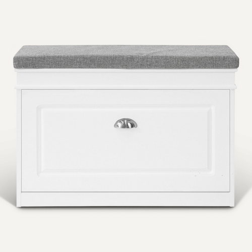 Banc à Chaussures Meuble à Chaussures Avec Assise Coussin Rembourré, 75x24x51 Cm, Fsr82-l-w