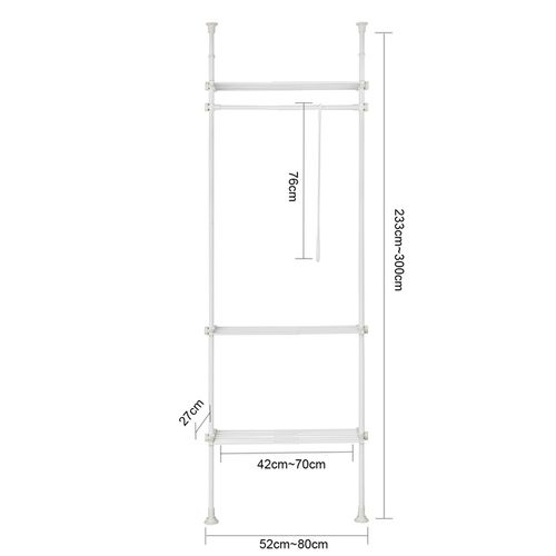 Télescopique Porte-vêtements Système De Penderie Télescopique L (52-80) X H (233-300) Cm, Kls07-w