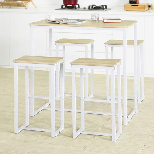 Set Table Haute + 4 Tabourets de Bar Blancs – Élégance et Convivialité pour Votre Cuisine ou Bistrot