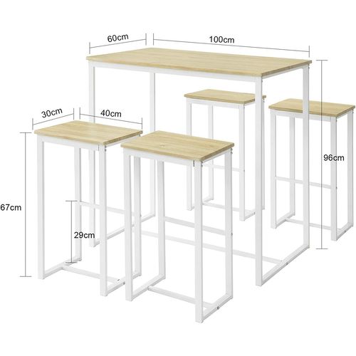 Set Table Haute + 4 Tabourets de Bar Blancs – Élégance et Convivialité pour Votre Cuisine ou Bistrot