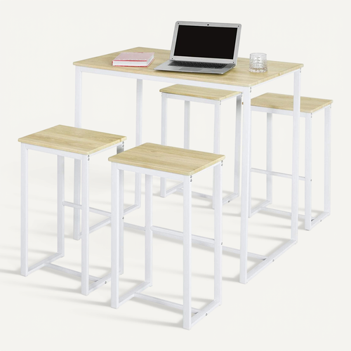 Set Table Haute + 4 Tabourets de Bar Blancs – Élégance et Convivialité pour Votre Cuisine ou Bistrot
