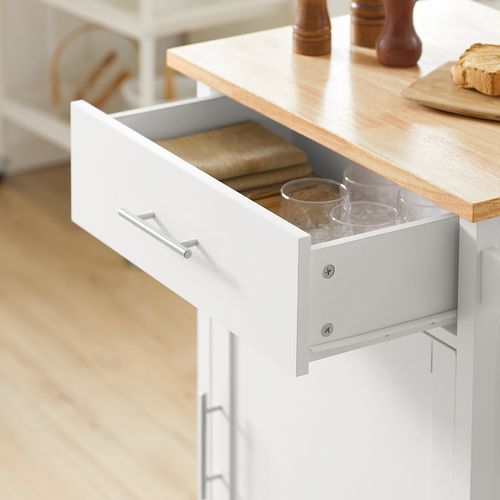 Desserte Roulante Cuisine Meuble De Rangement à Roulettes Avec 1 Porte Et 1 Tiroir, Fkw102-wn