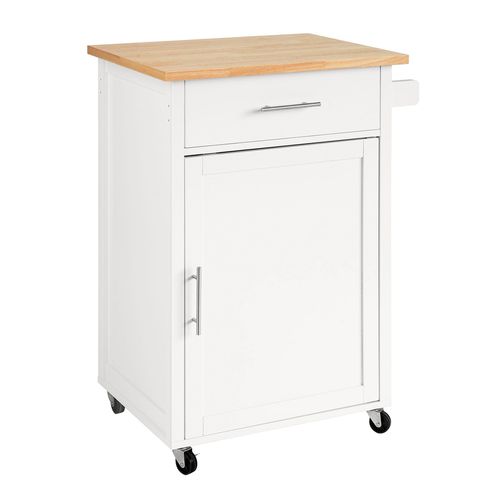 Desserte Roulante Cuisine Meuble De Rangement à Roulettes Avec 1 Porte Et 1 Tiroir, Fkw102-wn