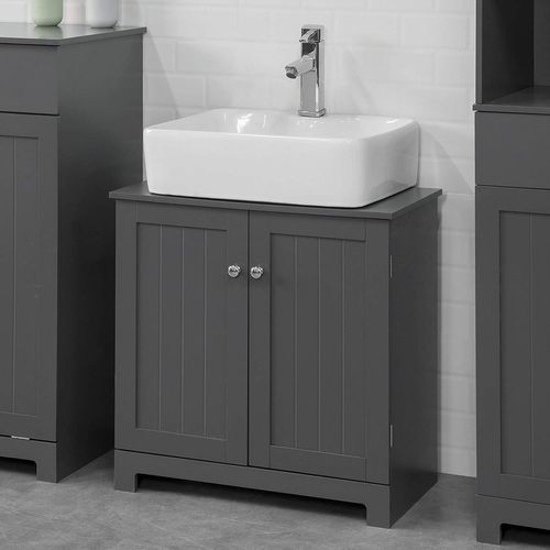 Meuble Sous-lavabo à 2 Étages Et 2 Portes Meuble De Rangement De Salle De Bain, BZr18-dg