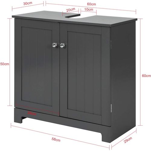 Meuble Sous-lavabo à 2 Étages Et 2 Portes Meuble De Rangement De Salle De Bain, BZr18-dg