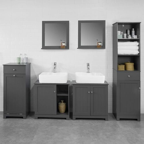 Meuble Sous-lavabo à 2 Étages Et 2 Portes Meuble De Rangement De Salle De Bain, BZr18-dg