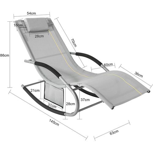 Lot De 2 Bain De Soleil Chaise Longue Fauteuil à Bascule Avec Appui-tête Et Pochette, Ogs28-hgx2