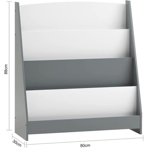 Étagère à Livres Pour Enfants Avec 4 Compartiments De Rangement Pour Les Livres Gris, Kmb32-hg