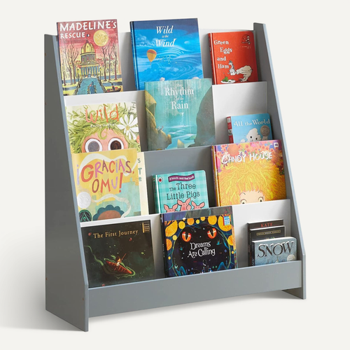 Étagère à Livres Pour Enfants Avec 4 Compartiments De Rangement Pour Les Livres Gris, Kmb32-hg