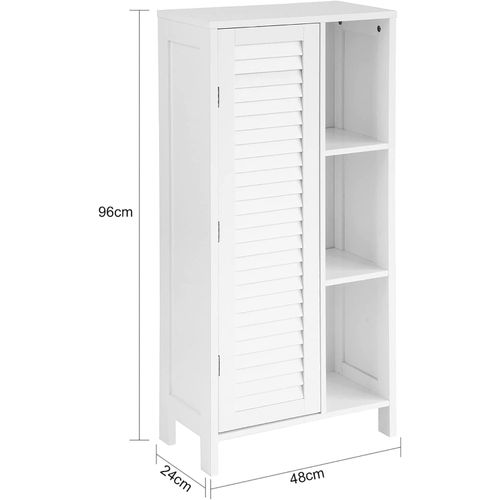 Meuble Bas Meuble Colonne Placard De Rangement Armoire Avec 1 Porte Et 3 Étagères Blanc, BZr39-w