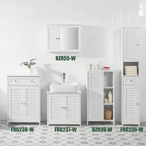 Meuble Bas Meuble Colonne Placard De Rangement Armoire Avec 1 Porte Et 3 Étagères Blanc, BZr39-w