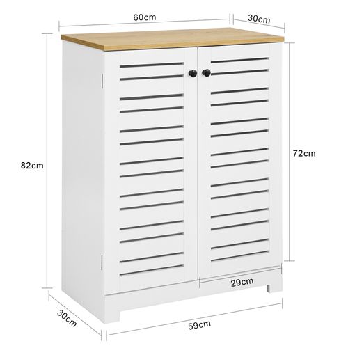 Meuble Bas Placard De Rangement Armoire Meuble De Salle De Bain Avec 2 Portes Persiennes, BZr41-w