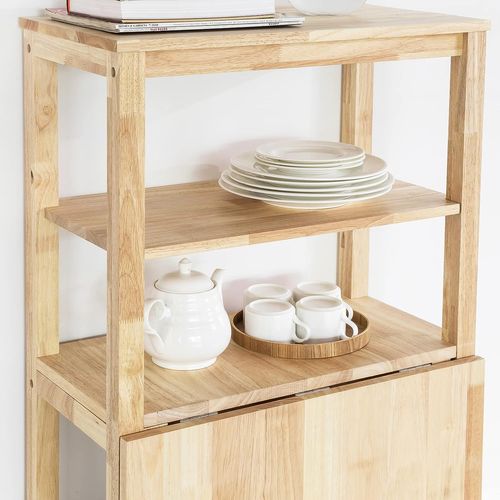 Table De Salle à Manger Pliante Avec Étagère En Bois D'hévéa Pour Cuisine Salle à Manger