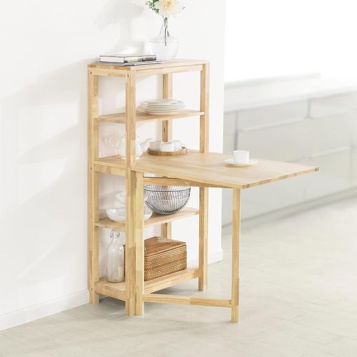 Table De Salle à Manger Pliante Avec Étagère En Bois D'hévéa Pour Cuisine Salle à Manger