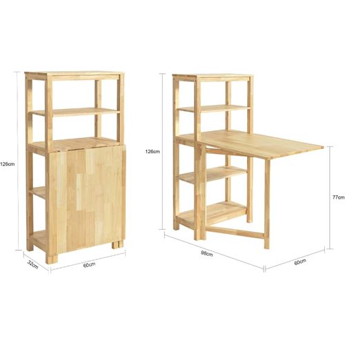 Table De Salle à Manger Pliante Avec Étagère En Bois D'hévéa Pour Cuisine Salle à Manger