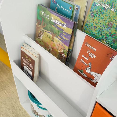 Étagère De Rangement Pour Livres Et Jouets Enfant Bibliothèque Avec 2 Paniers, Kmb37-w