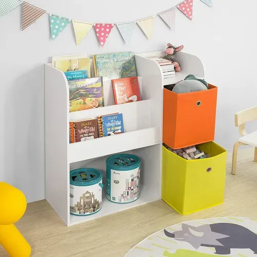 Étagère De Rangement Pour Livres Et Jouets Enfant Bibliothèque Avec 2 Paniers, Kmb37-w