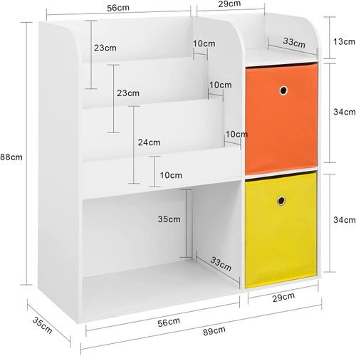 Étagère De Rangement Pour Livres Et Jouets Enfant Bibliothèque Avec 2 Paniers, Kmb37-w