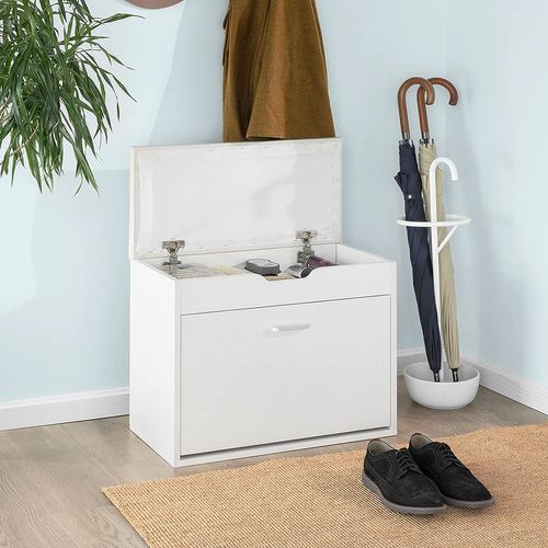 Banc à Chaussures Meuble Chaussures Commode à Chaussures Meuble D’entrée 1 Abattant, Fsr95-w