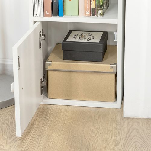 Étagère Sur Pied Étagère De Rangement Meuble Colonne Haute Avec 2portes Et 2 Tiroirs Blanc, Str10-w
