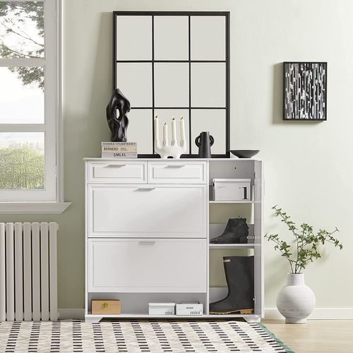 Armoire à Chaussures, Meuble D'entrée, Meuble De Rangement, Commode à Chaussures, Fsr104-w