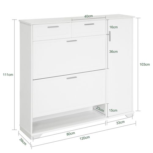 Armoire à Chaussures, Meuble D'entrée, Meuble De Rangement, Commode à Chaussures, Fsr104-w
