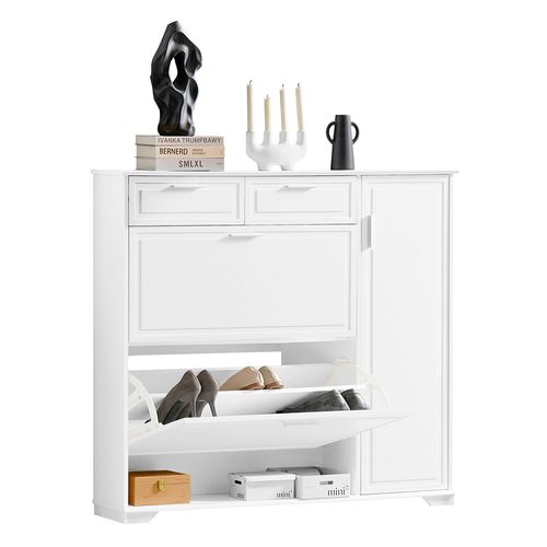 Armoire à Chaussures, Meuble D'entrée, Meuble De Rangement, Commode à Chaussures, Fsr104-w