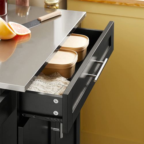 Desserte Roulante Chariot De Cuisine Meuble De Rangement à Roulettes Multifonction, Fkw110-sch