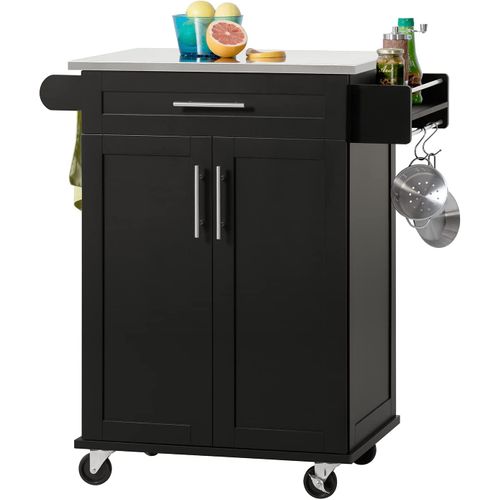 Desserte Roulante Chariot De Cuisine Meuble De Rangement à Roulettes Multifonction, Fkw110-sch