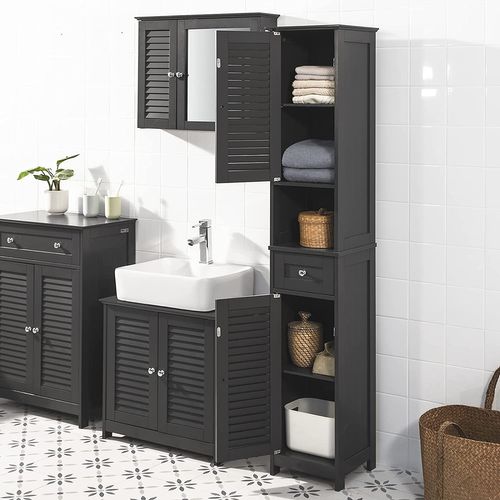 Meuble Rangement Salle De Bain Armoire Haute Meuble Colonne Placard De Rangement, Frg236-dg