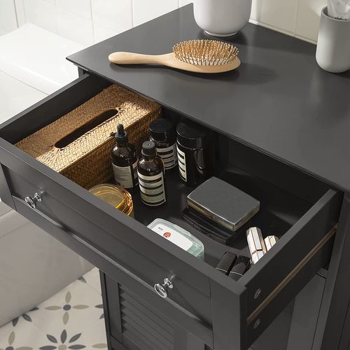 Meuble Bas De Salle De Bain Avec Tiroir Et Cloison Amovible Meuble De Rangement Buffet, Frg238-dg