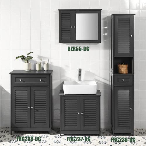 Meuble Bas De Salle De Bain Avec Tiroir Et Cloison Amovible Meuble De Rangement Buffet, Frg238-dg