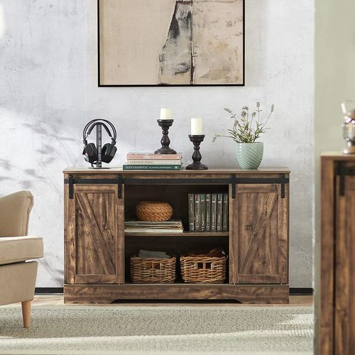 Meuble Bas Placard De Rangement Commode Avec Porte De Grange Coulissante, Fsb60-n