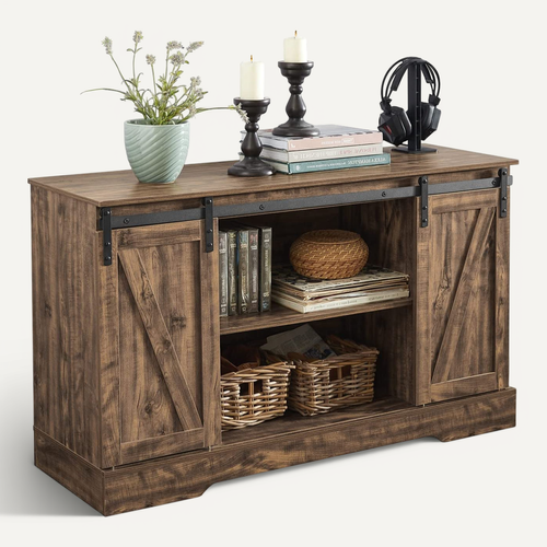 Meuble Bas Placard De Rangement Commode Avec Porte De Grange Coulissante, Fsb60-n