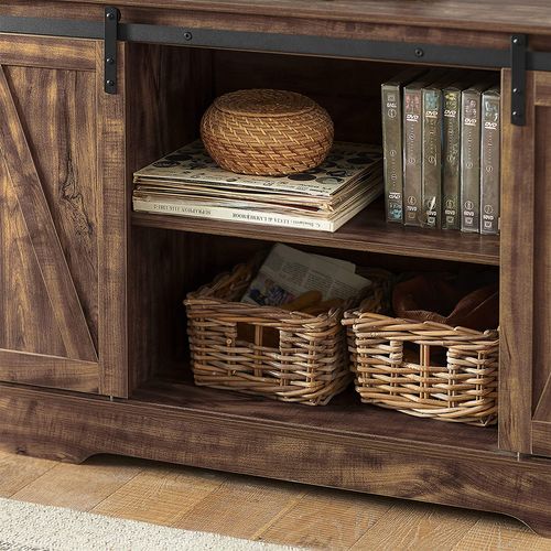 Meuble Bas Placard De Rangement Commode Avec Porte De Grange Coulissante, Fsb60-n
